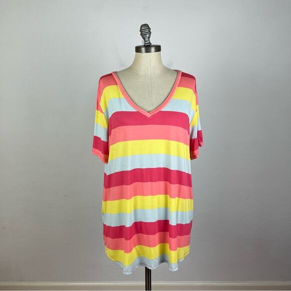 Wildfox Vibrant Stripe V Neck Tee - Picture 2 of 9